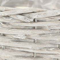 Article Ensemble de 3 paniers à plantes en osier, blanc et gris, style shabby chic.