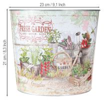 Article Jardinière/pot de fleurs rond en métal Fresh Garden H21cm