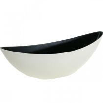Bol à plantes bol décoratif ovale Jardinière blanc crème 39×12×13cm