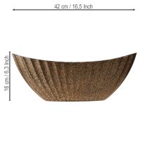 Article Jardinière ovale rainurée anthracite doré 41,5×16×16cm