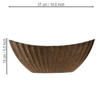 Article Jardinière à rainures ovale bateau anthracite or 36cm