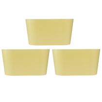 Article Lot de 3 pots de fleurs décoratifs ovales en plastique jaune, dimensions 20 x 10 x 11 cm