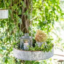 Coupe à plante à suspendre, récipient en métal avec chaîne argenté, cuivré Ø30/40m H9/9.5cm L98/112cm