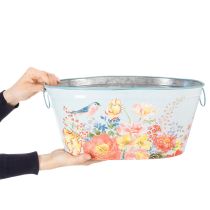 Article Pots de fleurs, printemps, jardinières pour fleurs/oiseaux, récipient ovale en métal L39/31/24,5 cm, lot de 3