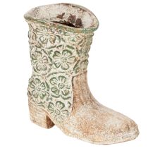Article Jardinière en forme de botte western vintage 24 cm en poly-résine avec motif floral