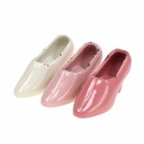 Chaussure de planteur pour femmes en céramique rose, rose, crème assorties 14 × 5cm H7cm 6pcs