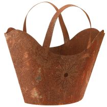 Article Sac à plantes en métal décoratif rouille avec poignées H37cm