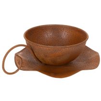 Article Pot de fleurs avec soucoupe, finition rouille, Ø 19,5 cm, H 8 cm