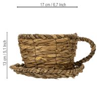 Article Pot de plantation avec soucoupe, petit panier de plantation en paille, Ø17cm H13cm