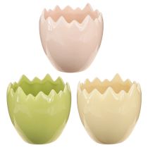 Article Pot de fleurs en forme d'œuf à bord irrégulier pour une décoration originale sur rebord de fenêtre ou table, 9 cm, lot de 3