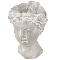 Article Cache-pot tête de femme jardinière décorative blanc lavé 15×16×21cm