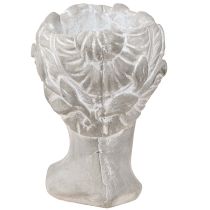 Article Cache-pot tête de femme jardinière décorative blanc lavé 15×16×21cm