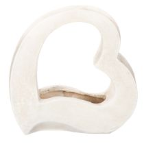 Article Décoration en forme de cœur ouverte à planter, blanche, 19 cm