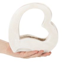 Article Cœur décoratif ouvert 19 cm en blanc pour compositions florales et plantes