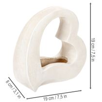 Article Cœur décoratif ouvert 19 cm en blanc pour compositions florales et plantes