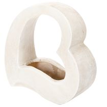 Article Cœur décoratif ouvert 19 cm en blanc pour compositions florales et plantes
