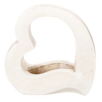 Article Cœur décoratif ouvert 19 cm en blanc pour compositions florales et plantes