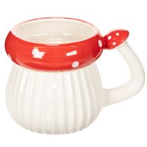 Article Tasse décorative en céramique motif champignon rouge et blanc 10 cm