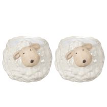 Article Pot de fleurs en céramique en forme de mouton, coupe décorative pour le jardin et la maison, 2 pièces