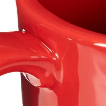 Article Tasse décorative rouge avec soucoupe intégrée en céramique 17 cm