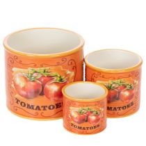 Article Ensemble de 3 pots à tomates décoratifs en céramique pour la cuisine et un style rétro, 14 cm.