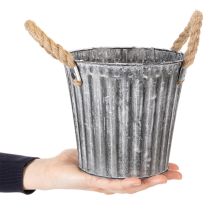 Article Pot décoratif en métal avec poignées en corde, Ø16,5 cm
