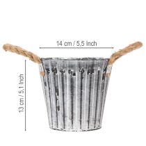 Article Pot de fleurs avec poignées, jardinière en métal, pot décoratif pour plantation Ø14,5 cm