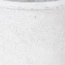 Article Pot décoratif en métal blanc avec ornements Ø15,5cm H14,5cm