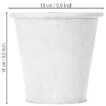 Article Pot décoratif en métal blanc avec ornements Ø15,5cm H14,5cm