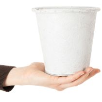 Article Pot décoratif en métal blanc avec ornements Ø15,5cm H14,5cm