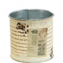 Article Cache-pot en tôle décorative boîte métal crème Ø8cm H7.5cm