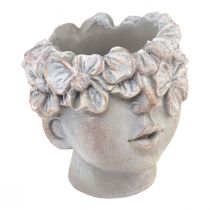 Article Cache-pot visage jardinière buste aspect béton H14cm