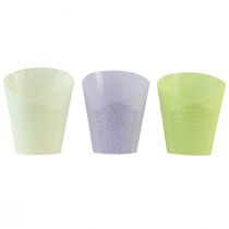 Article Cache-pot jardinière tressée papier vert, jaune, violet Ø7cm H13cm 12pcs