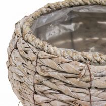 Article Panier à plantes rond blanchi à la chaux Ø22cm H13cm, pot de fleurs décoratif