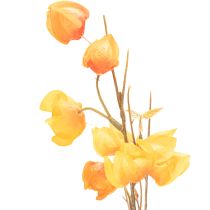 Article Branche artificielle de Physalis avec fleurs 95 cm en plastique et tissu orange