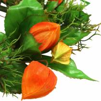 Article Couronne décorative artificielle physalis orange et verte Ø28cm