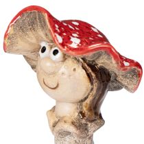 Article Set de 2 figurines décoratives champignon rouge fille et garçon en céramique 13 cm
