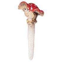 Article Set de 2 figurines décoratives champignon rouge fille et garçon en céramique 13 cm