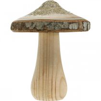 Article Champignon en bois écorce et paillettes déco champignons bois H8.5cm 4pcs