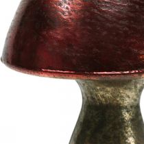Déco champignon rouge grand verre déco automne Ø14cm H23cm