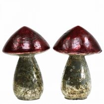 Déco champignons verre rouge vintage décoration automne Ø9cm H13.5cm 2pcs