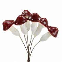 Toadstool sur fil rouge, blanc 2cm 48pcs