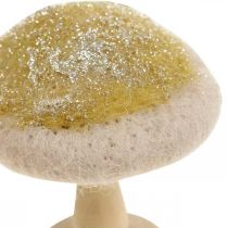Bois de champignon décoratif, feutre avec paillettes Décoration de table de l&#39;Avent H11cm 4pcs