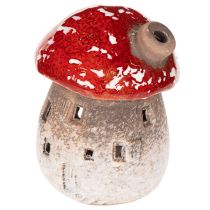 Article Figurine décorative de maison champignon avec phare et amanite tue-mouches, 10 cm, lot de 2