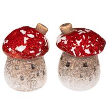 Article Décoration de maison champignon, amanite tue-mouches miniature, 6 cm, 2 pièces