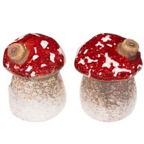 Article Décoration de maison champignon, amanite tue-mouches miniature de 6 cm, 2 pièces