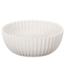 Article Coupe décorative ronde en plastique blanc 15 cm avec surface rainurée