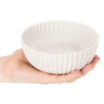 Article Coupe décorative ronde en plastique blanc 15 cm avec surface rainurée
