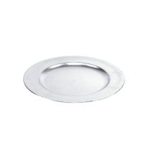 Assiette en plastique 25 cm argenté avec effet feuilles d'argent