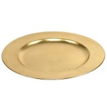 Article Assiette en plastique Ø33cm dorée effet feuille d'or
